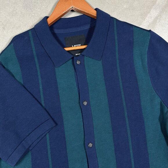 Vans Buttonwood Knit Polo Shirt Mens Medium Vertical Button Up Sweater - Picture 2 of 7